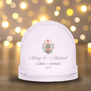 Merry And Married First Christmas Nutcracker  Snow Globe
