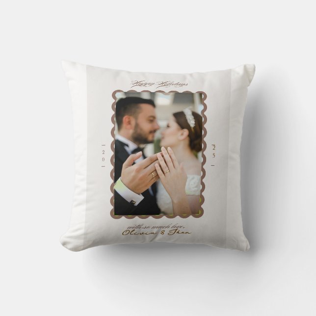 Merry and married first christmas throw pillow (Front)