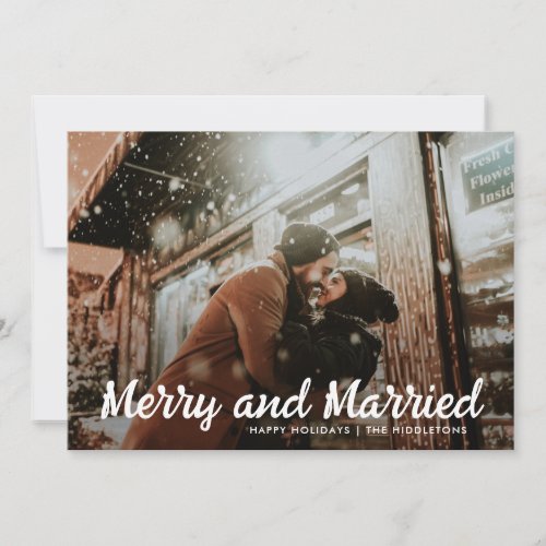 Merry And Married  First Couple Christmas Photo  Holiday Card