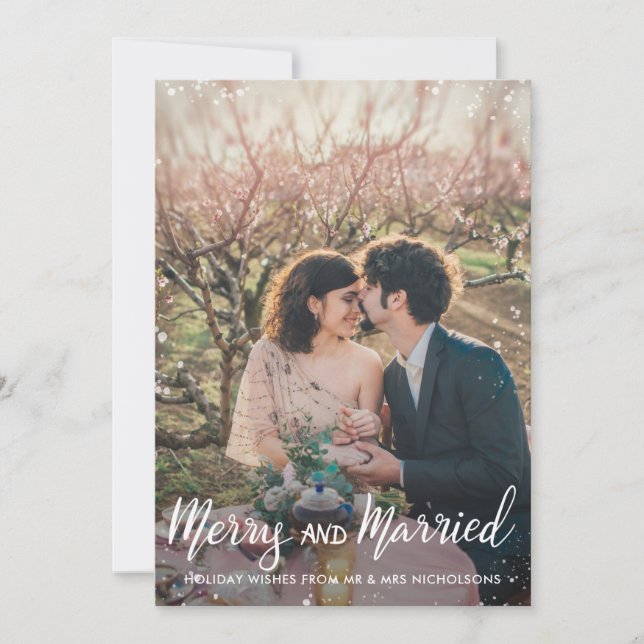 Merry And Married | First Couple Christmas | Photo Holiday Card (Front)