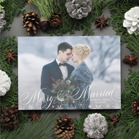 Merry And Married First Newlywed Christmas Holiday Card
