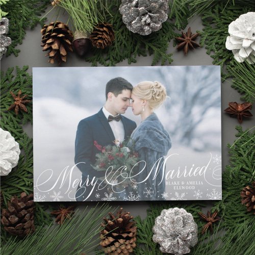 Merry and Married First Newlywed Christmas Holiday Card