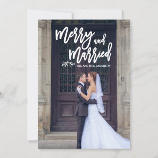 Merry and Married Hand Lettered Holiday Photo Card