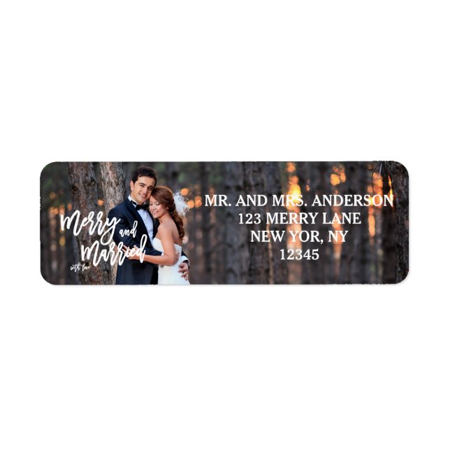 Merry and Married Hand Script | Holiday Photo Label (Front)