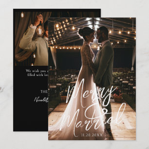 Merry and Married Handwritten Calligraphy Photo Holiday Card