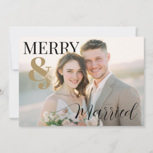 Merry and Married Modern Photo Holiday Card