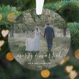 Merry and Married | Newleyweds Christmas Photo Ornament