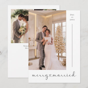 Merry and Married Newly Wed Personalized 4 Photo Holiday Card