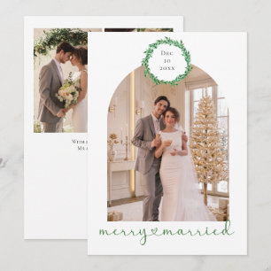 Merry and Married Newly Wed Personalized 4 Photo Holiday Card