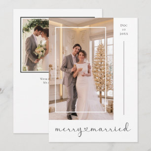 Merry and Married Newly Wed Personalized 4 Photo Holiday Card