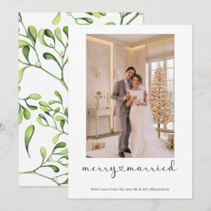 Merry and Married Newly Wed Personalized Photo Holiday Card