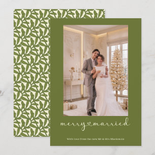 Merry and Married Newly Wed Personalized Photo Holiday Card