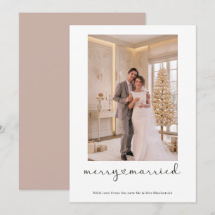 Merry and Married Newly Wed Personalized Photo Holiday Card