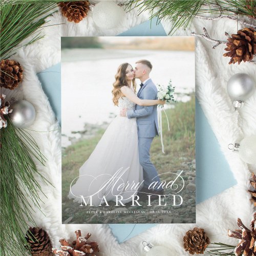 Merry and Married Newlywed Holiday Photo Card
