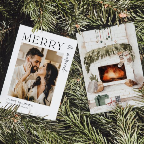 Merry and Married Newlyweds Christmas Photo Cards
