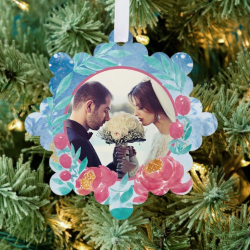 Merry and Married   Newlyweds First Christmas  Ornament Card