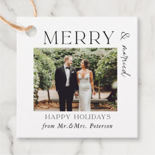 Merry and Married Newlyweds Mr & Mrs Holiday Gift Favor Tags