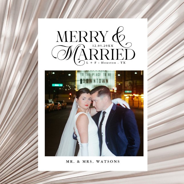 Merry and Married Newlyweds Photo First Christmas Holiday Card (Creator Uploaded)