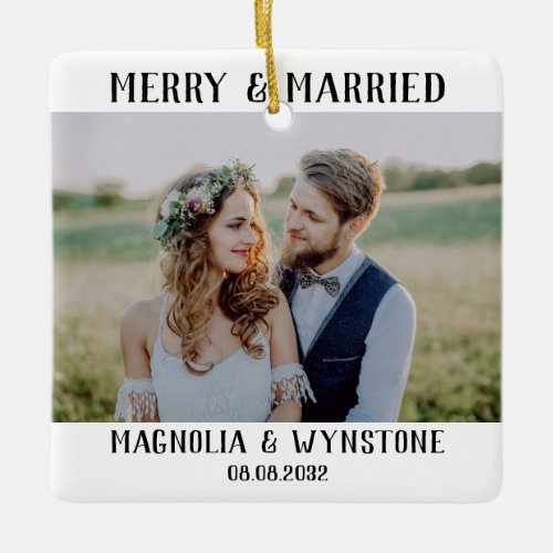 Merry and Married Photo  Ceramic Ornament