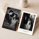 Merry And Married Photo Christmas Card<br><div class="desc">Celebrate your first holiday season together with this 'Merry And Married Photo Christmas Card", perfect for newlyweds who are "Merry and Married." The timeless monochrome captures the romance of your wedding day, while the simple typography adds a modern touch. This classy design merges the charm of old-fashioned Christmas cards with...</div>