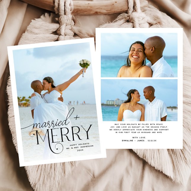 Merry and Married Photo Newlyweds Christmas Holiday Card (Creator Uploaded)