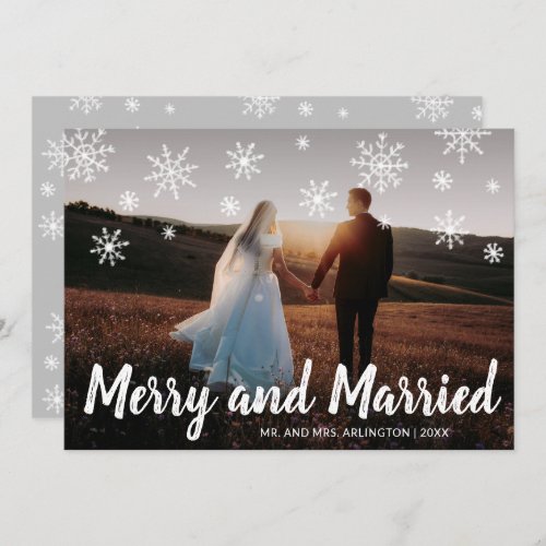 Merry and Married Photo Newylwed Christmas Holiday Card