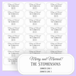 Merry and Married Return Address Transparent  Sticker