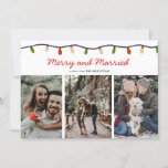 Merry and Married Script Christmas Lights | Photo Holiday Card