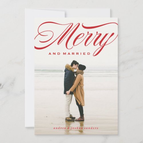 Merry and Married Script Holiday Photo Card