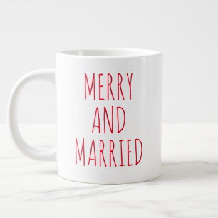 "Merry and Married" Simple Modern Farmhouse Giant Coffee Mug