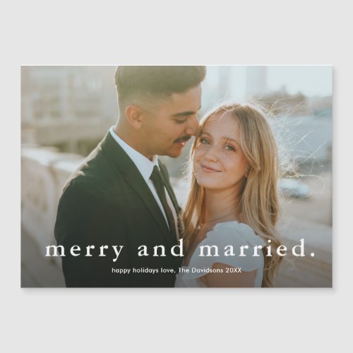 Merry and Married Simple Type Photo Christmas