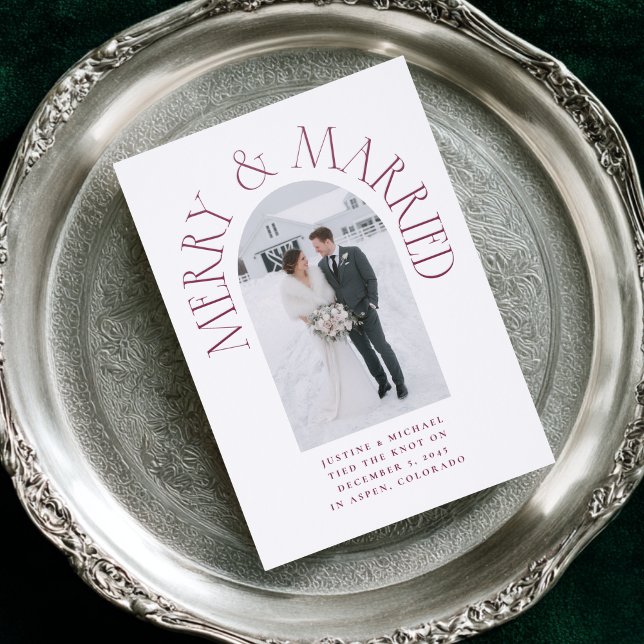Merry and Married Unique Holiday Winter Wedding Letterpress Photo Cards (Creator Uploaded)