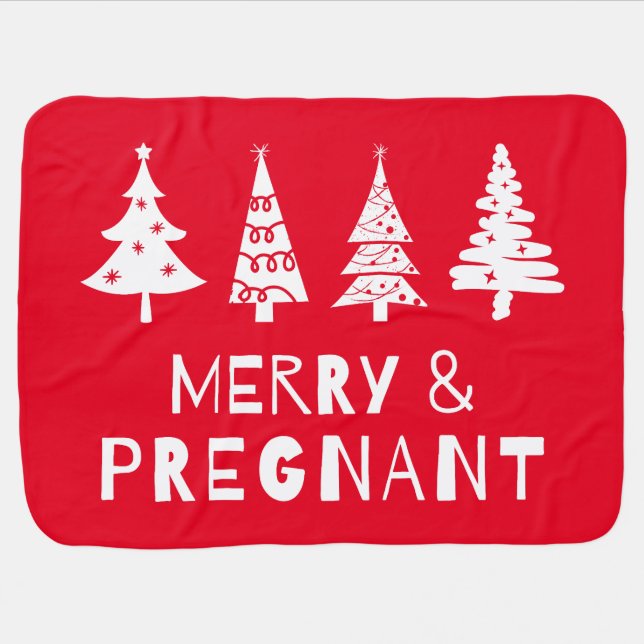 Merry and pregnant at Christmas Baby Blanket (Horizontal)