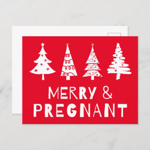 Merry and pregnant at Christmas Holiday Postcard
