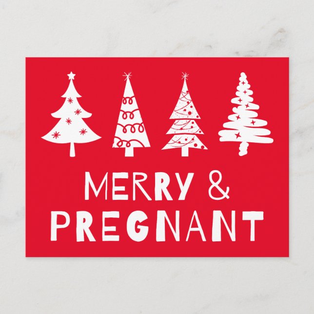 Merry and pregnant at Christmas Postcard (Front)