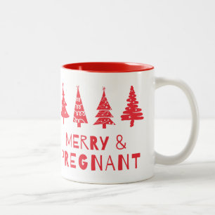 Merry and pregnant at Christmas Two-Tone Coffee Mug