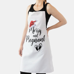 Merry and Pregnant Christmas Holiday Baby Apron
