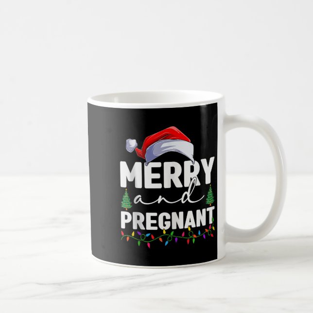 Merry And Pregnant Christmas Pregnancy Announcemen Coffee Mug (Right)