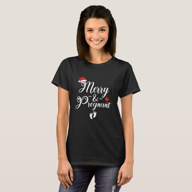 Merry and Pregnant Christmas T-Shirt (Front Full)