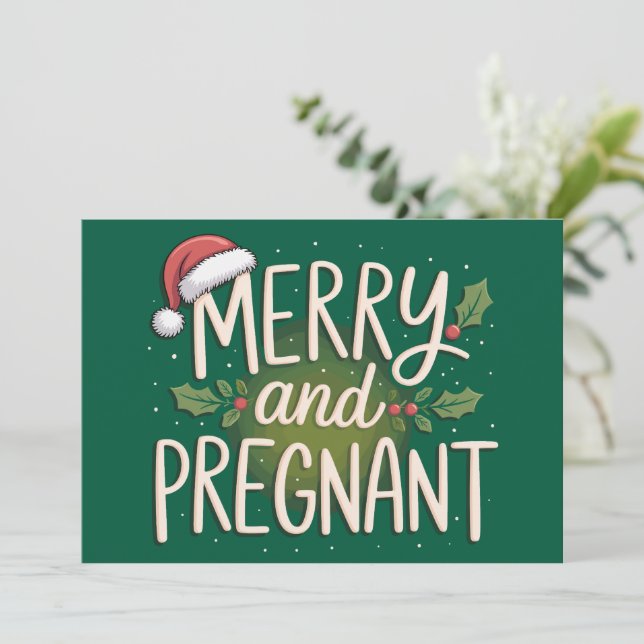 Merry and Pregnant Xmas Pregnancy Announcement (Standing Front)