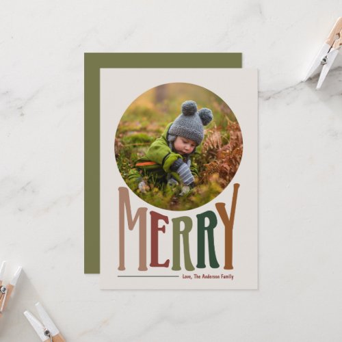 Merry and Retro Christmas Holiday Photo Card