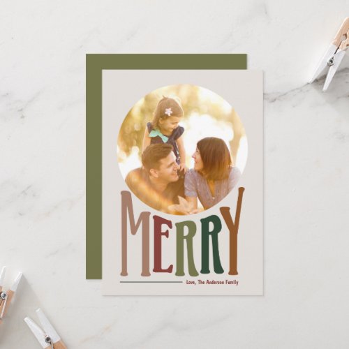 Merry and Retro Christmas Holiday Photo Card
