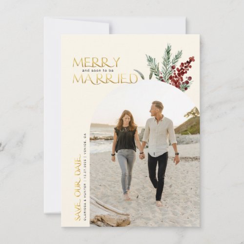 Merry And Soon To Be Ecru Color Married Christmas Save The Date