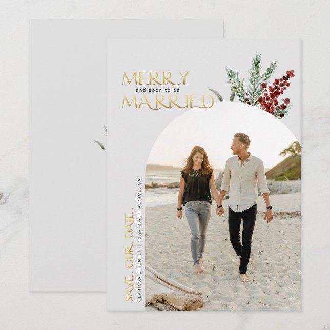 Merry And Soon To Be Married Christmas   Save The  Date (Front/Back)