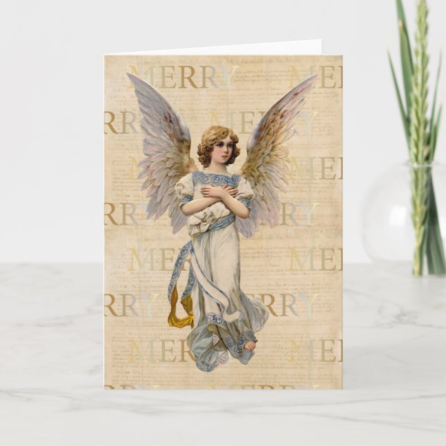 Merry Angel Vintage Christmas Card (Front)