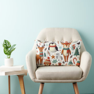 Merry Animal Friends Christmas Pillow