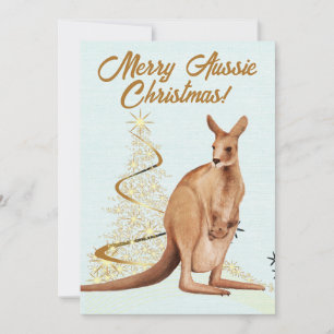 Merry Aussie Christmas Kangaroo Holiday Card