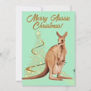 Merry Aussie Christmas Kangaroo Holiday Card