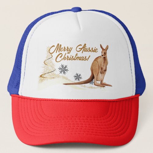 Merry Aussie Christmas Kangaroo Trucker Hat