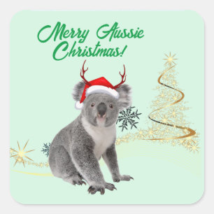 Merry Aussie Christmas Koala bear  Square Sticker